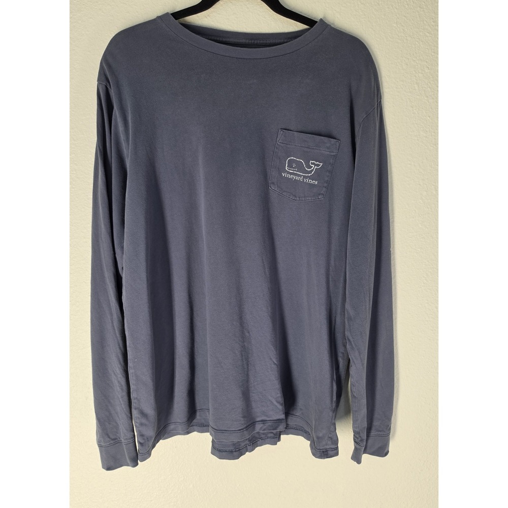 Vineyard Vines Long Sleeve T-Shirt Size L Grey Solid Cotton Crew Neck Tee